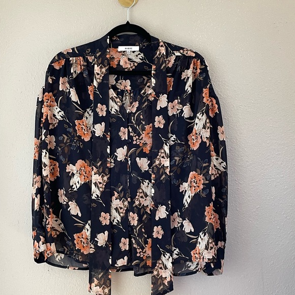 Floral Ballon Sleeve Bow Blouse - Picture 3 of 8